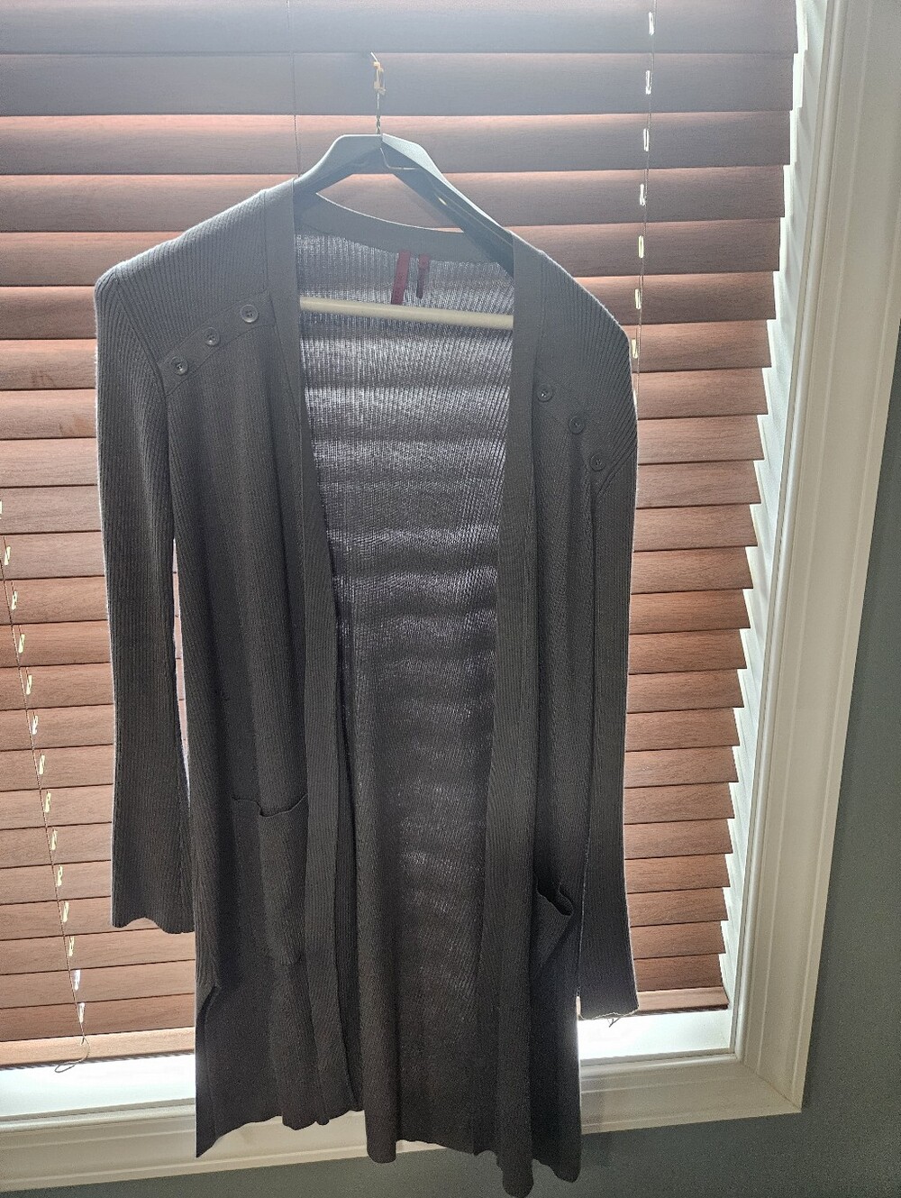 Long Open-Front Women's Cardigan Jacket in Charcoal
